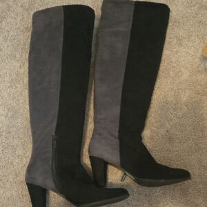 Elegant Black and Gray Women's Knee-High Boots